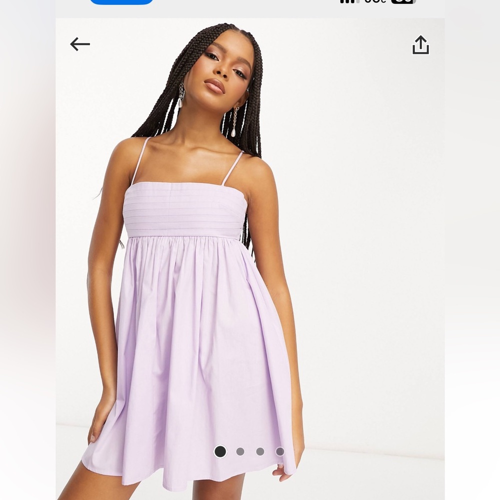 ASOS DESIGN cotton pleat bust babydoll mini sundress in lilac